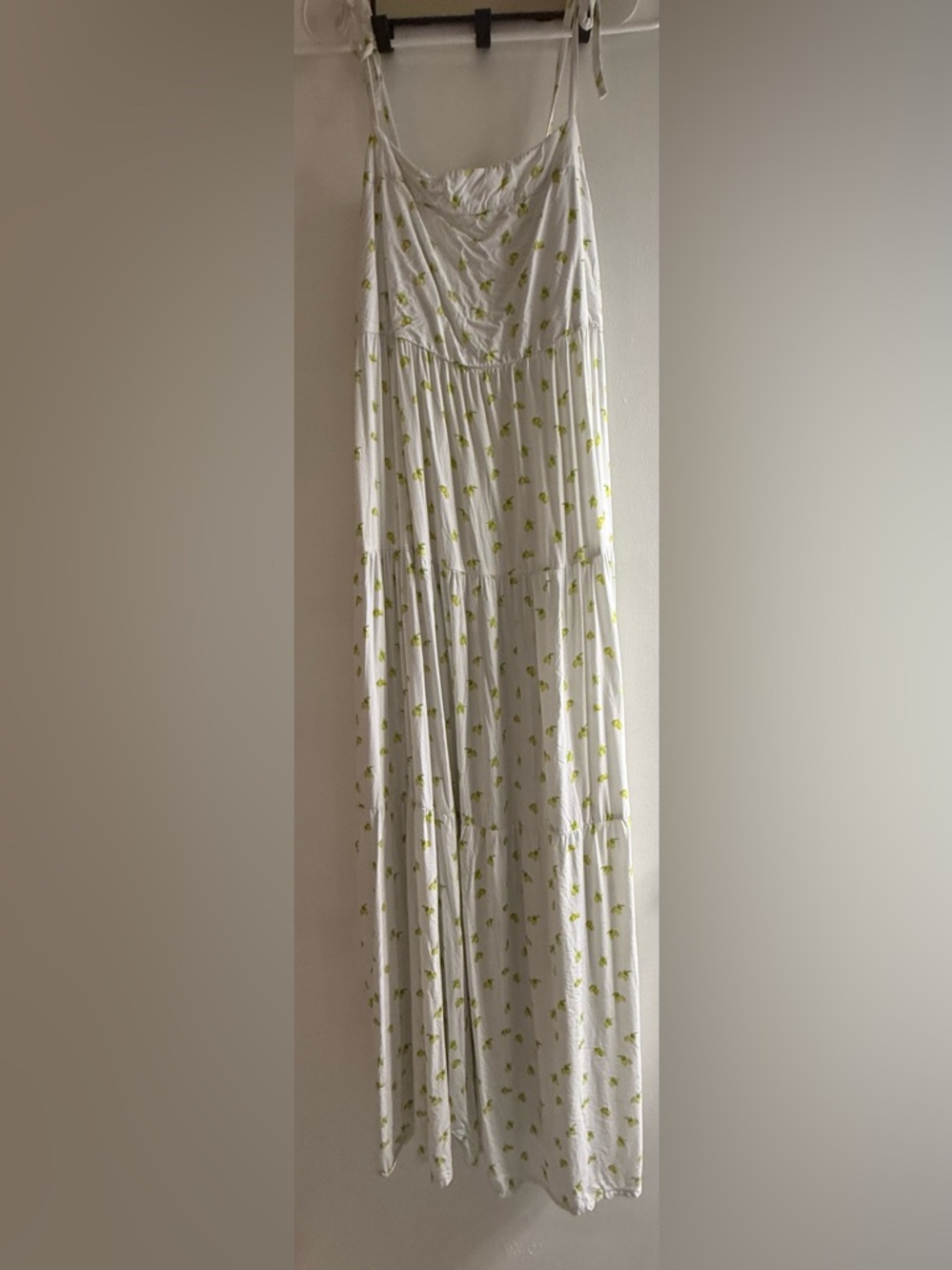 Kenny Flowers White Maxi Dress with Lime Motif